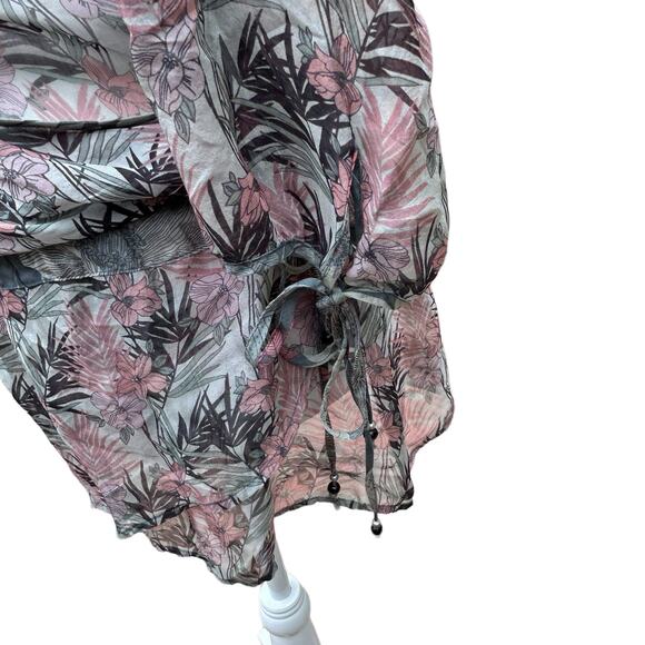 Johnny Was 4 Love & Liberty Top Small Faux Wrap‎ Peasant Blouse Floral Beads - Picture 12 of 15